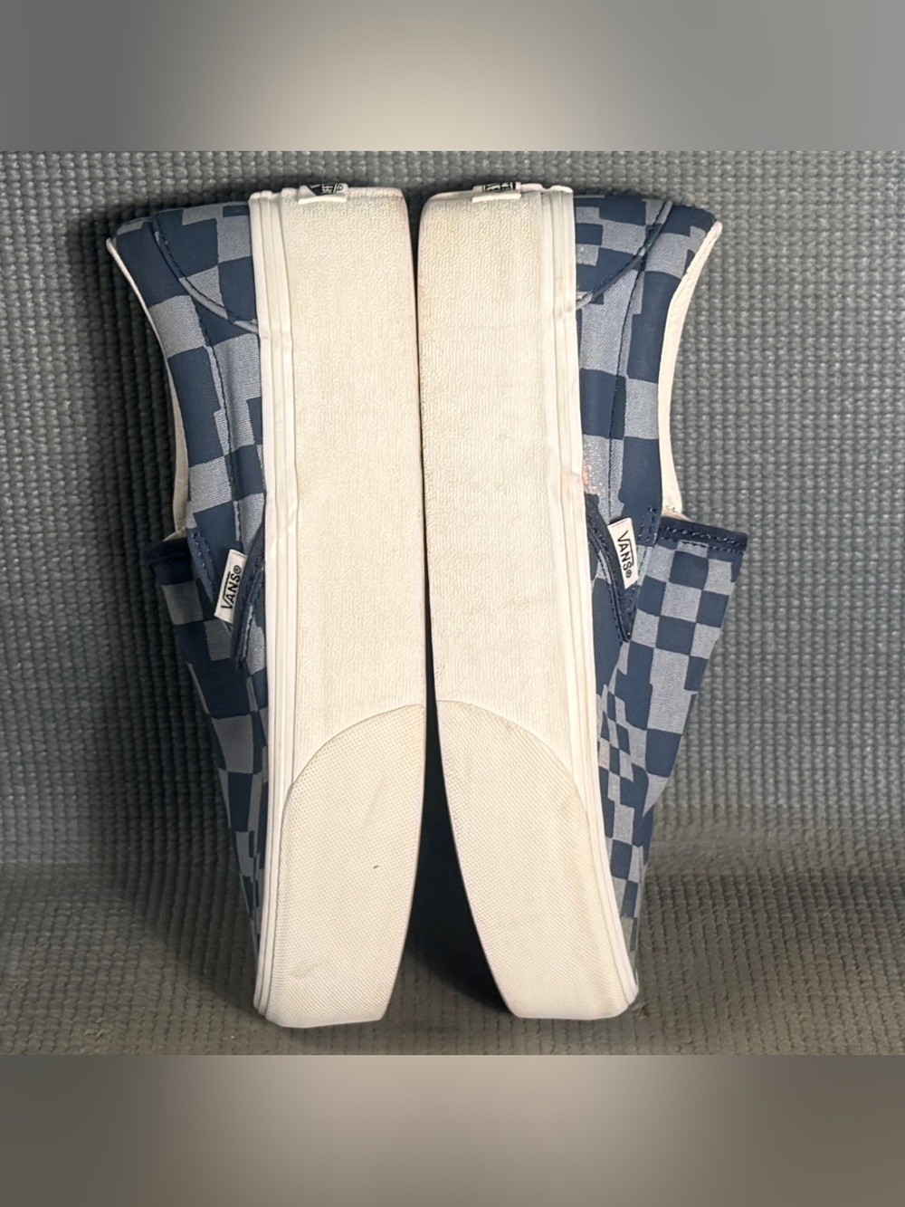 Vans Classic Slip-On Stackform Platform Blue Checker Sneakers Women’s Size 7.5 - Picture 7 of 10